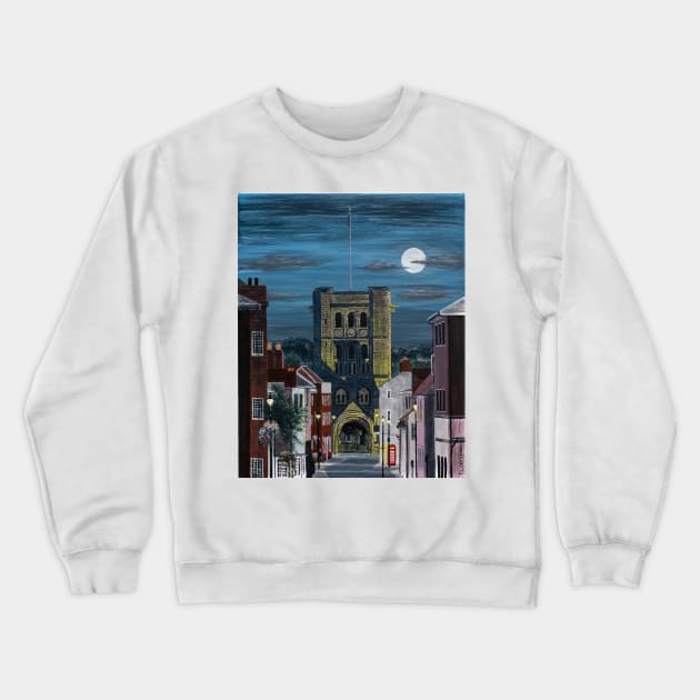 Norman Tower in the Moonlight Painting Crewneck Sweatshirt by TomCrittenden